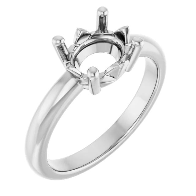 Oval ring mounting preview in white metal