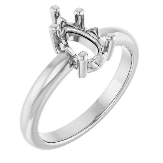Pear ring mounting preview in white metal