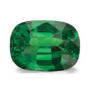 Exact 2.28 ct natural green tsavorite garnet, antique cushion