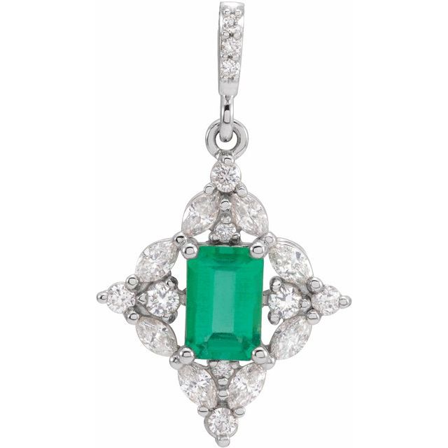 Natural Emerald & Diamond Pendant