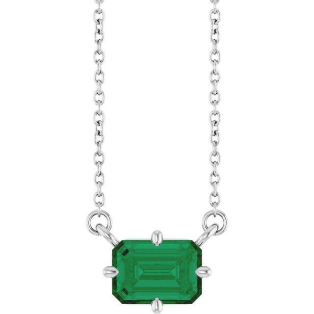 Natural Emerald Solitaire Necklace