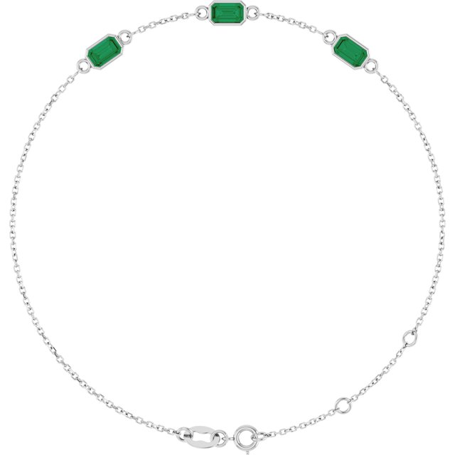 Natural Emerald Three-Stone Bracelet