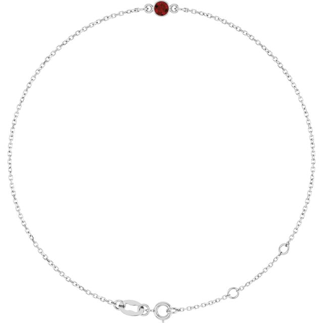 Natural Garnet Bezel-Set Link Bracelet