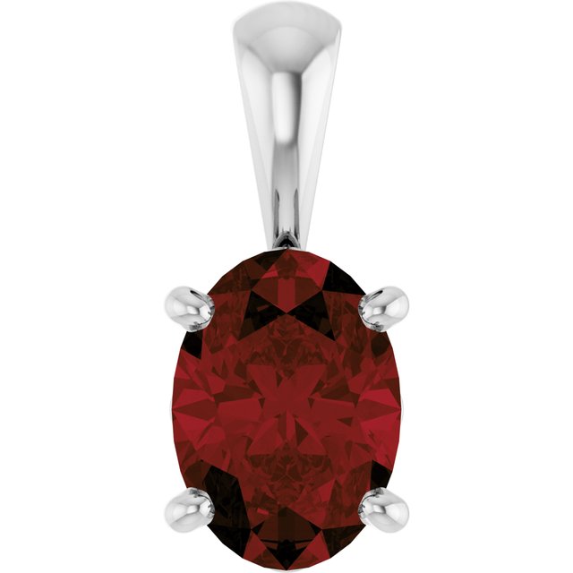 Natural Garnet Solitaire Pendant