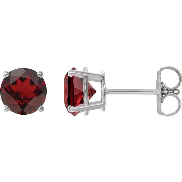6 mm Natural Garnet Stud Earrings