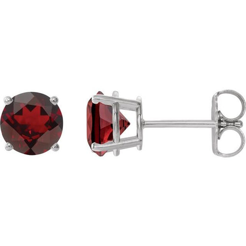6 mm Natural Garnet Stud Earrings