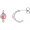 Natural Rhodolite Garnet Cabochon Hoop Earrings