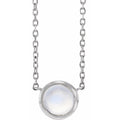 Natural Rainbow Moonstone Bezel Necklace