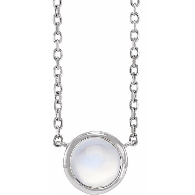 Natural Rainbow Moonstone Bezel Necklace