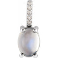 Natural Rainbow Moonstone & Diamond Charm