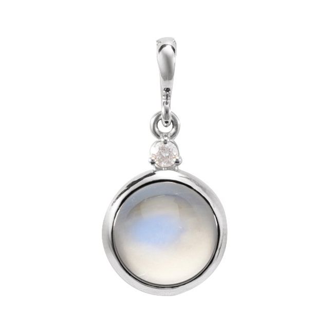 Natural Rainbow Moonstone & Diamond Pendant