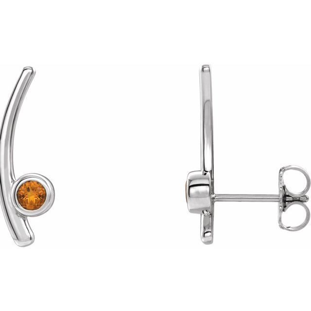Natural Citrine Bezel Ear Climbers
