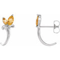 Natural Citrine Floral J-Hoop Earrings