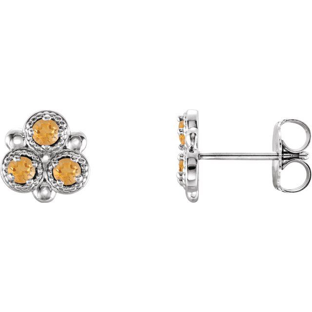 Natural Citrine Three-Stone Earrings
