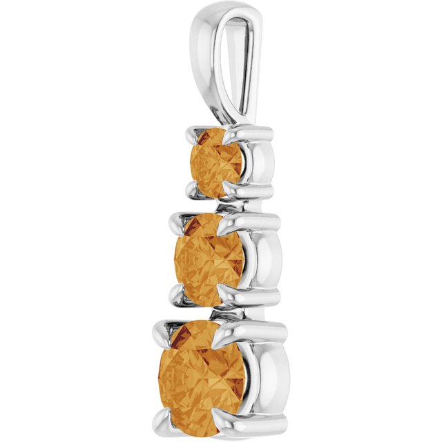 Natural Citrine Three-Stone Pendant