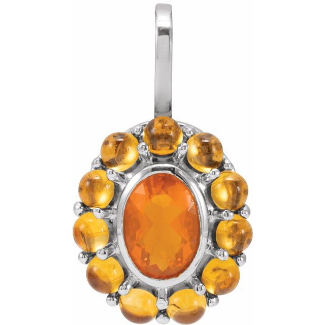 Natural Mexican Fire Opal & Citrine Pendant