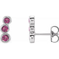 Natural Pink Tourmaline Ear Climbers