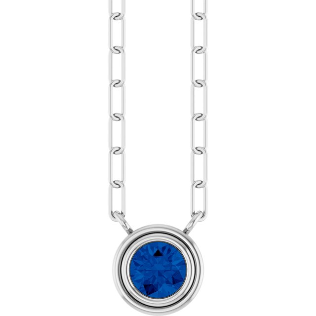 Natural Blue Sapphire Bezel Necklace