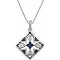Natural Blue Sapphire & Diamond Necklace