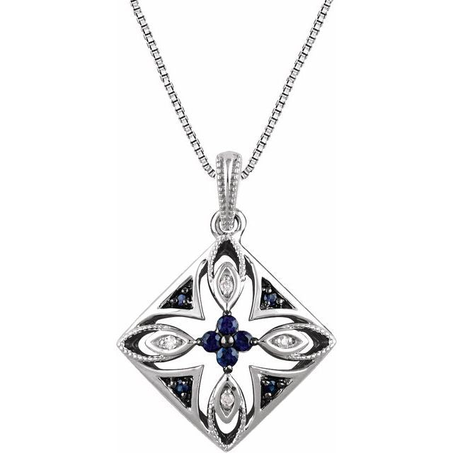 Natural Blue Sapphire & Diamond Necklace