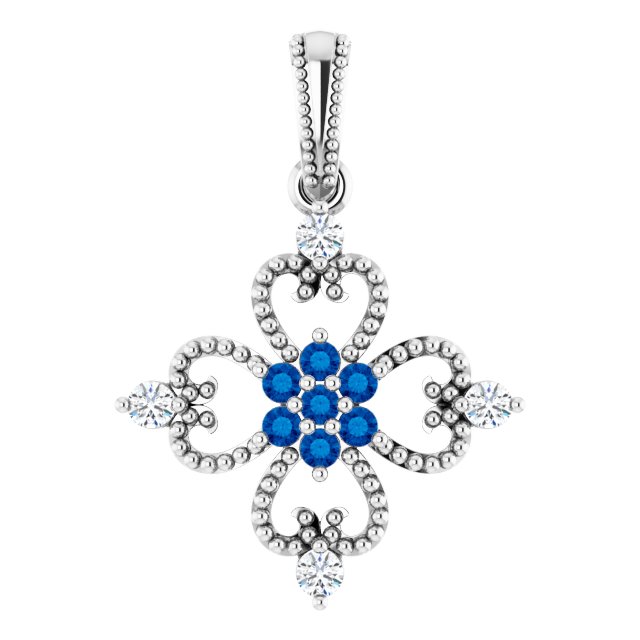Natural Blue Sapphire & Diamond Pendant