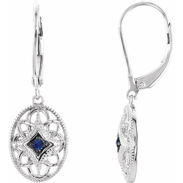 Natural Blue Sapphire Lever Back Earrings