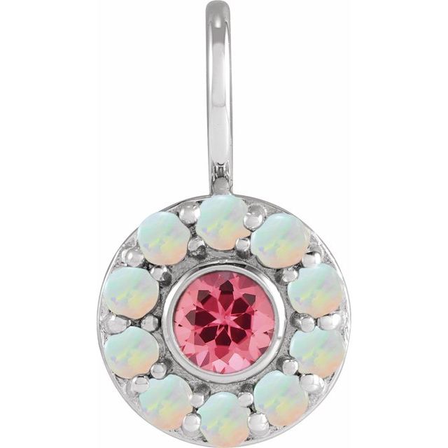 Natural Pink Spinel & White Opal Pendant