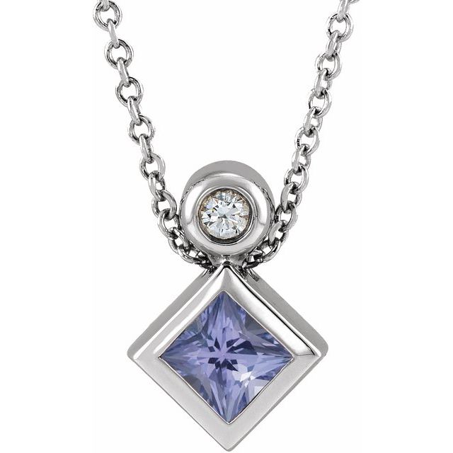 Natural Tanzanite Bezel Necklace