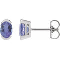Natural Tanzanite Half-Bezel Stud Earrings