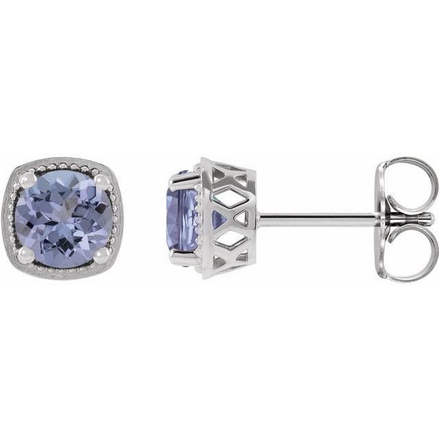 Natural Tanzanite Four-Prong Earrings