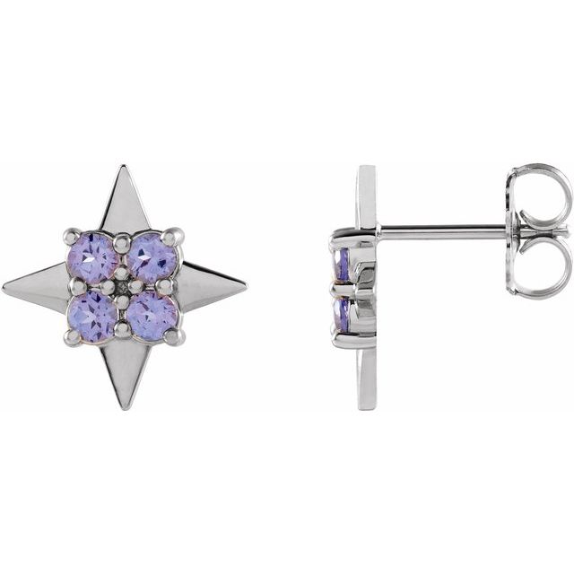 Natural Tanzanite Star Earrings