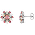 Natural Pink Tourmaline & Ethiopian Opal Earrings