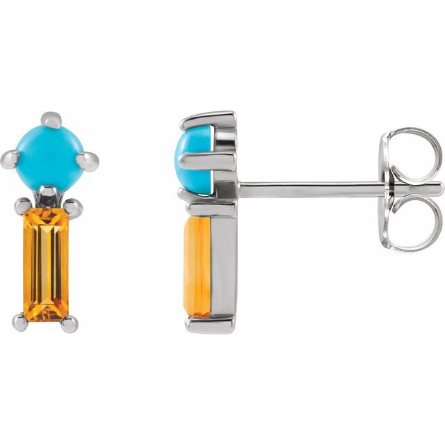 Natural Turquoise & Citrine Earrings