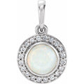 Natural White Opal & Diamond Pendant