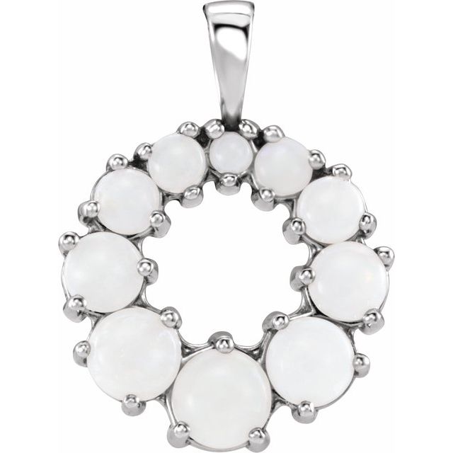Natural White Opal Halo Pendant