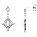 Natural White Opal & Diamond Star Earrings