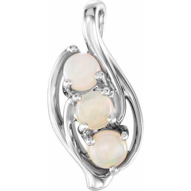 Natural White Opal Three-Stone Pendant