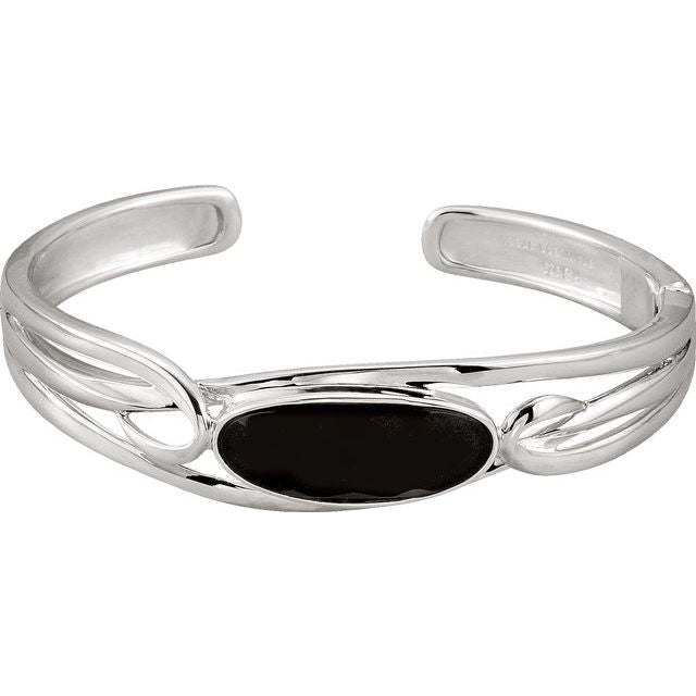 Natural Black Onyx Cuff Bracelet