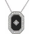 Natural Black Onyx Halo Necklace
