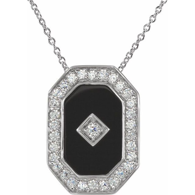 Natural Black Onyx Halo Necklace