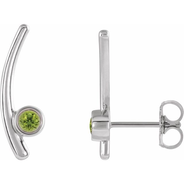 Natural Peridot Bezel Ear Climbers