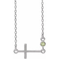 Natural Peridot Sideways Cross Necklace