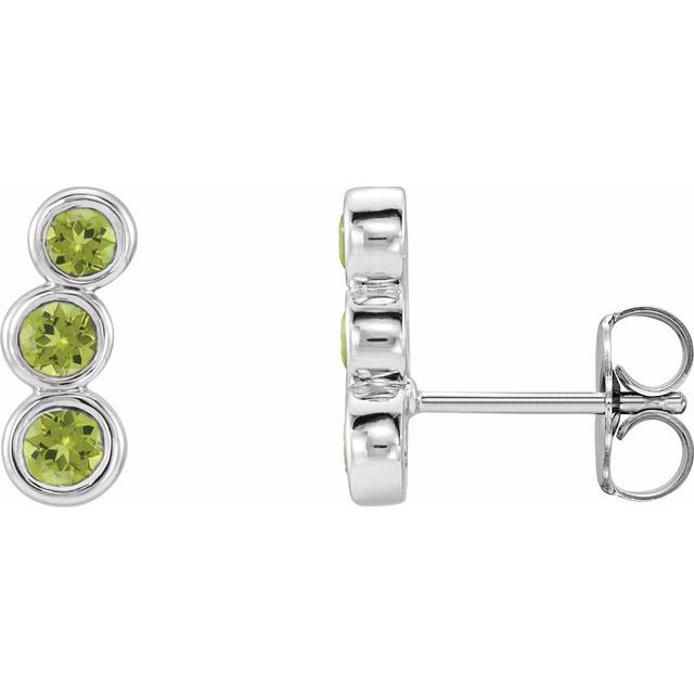 Natural Peridot Three-Stone Ear Climbers