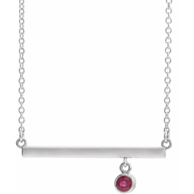 Natural Ruby Bezel-Set Necklace
