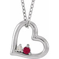 Natural Ruby & Diamond Heart Necklace
