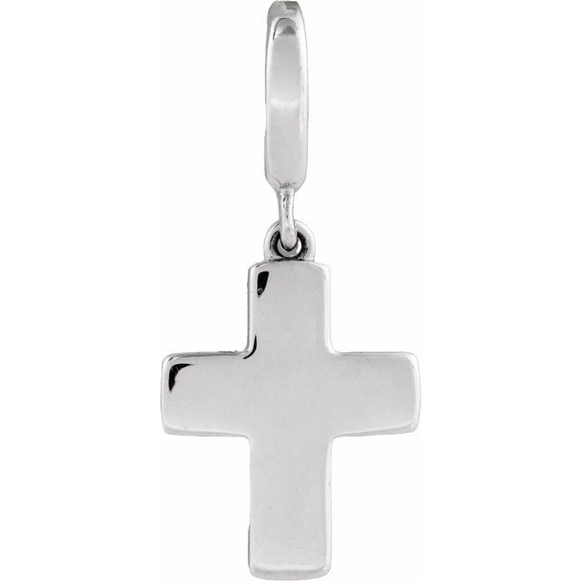 Sterling silver rounded-edge cross charm pendant