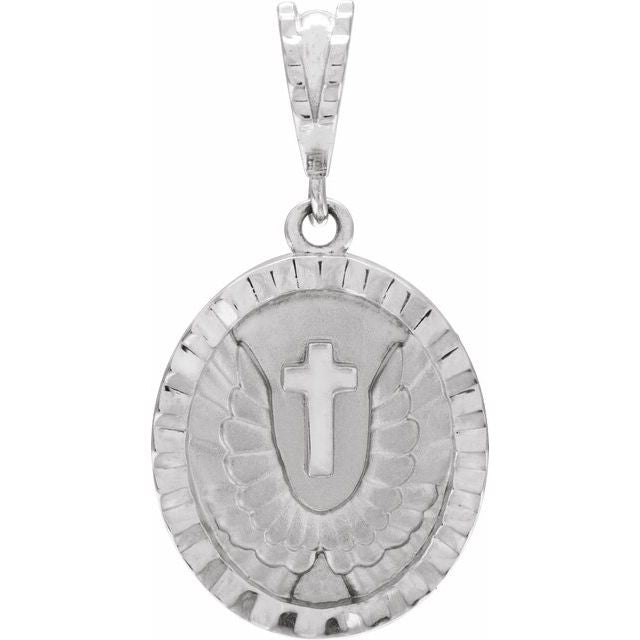 Sterling silver angel wing coin pendant