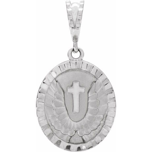 Sterling silver angel wing coin pendant