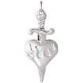 Sterling silver heart and dagger pendant