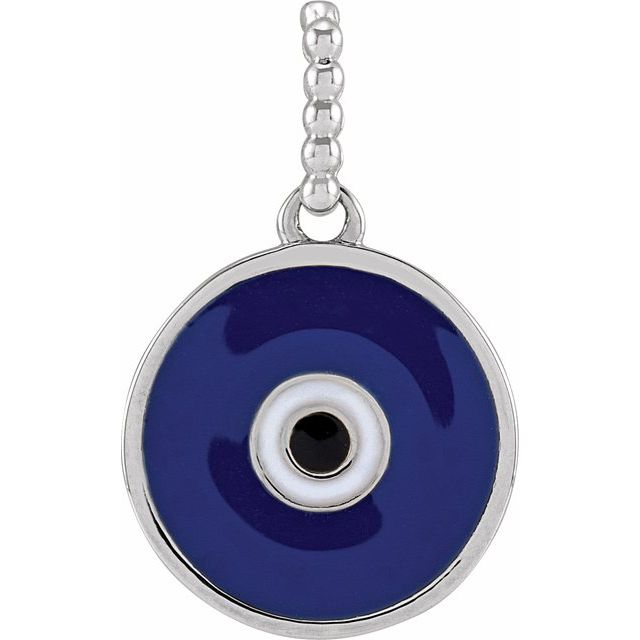 Sterling silver blue-enamel evil-eye pendant